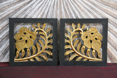 NEW Balinese Hand Carved Tropical Wall Panel Black/Gold!!