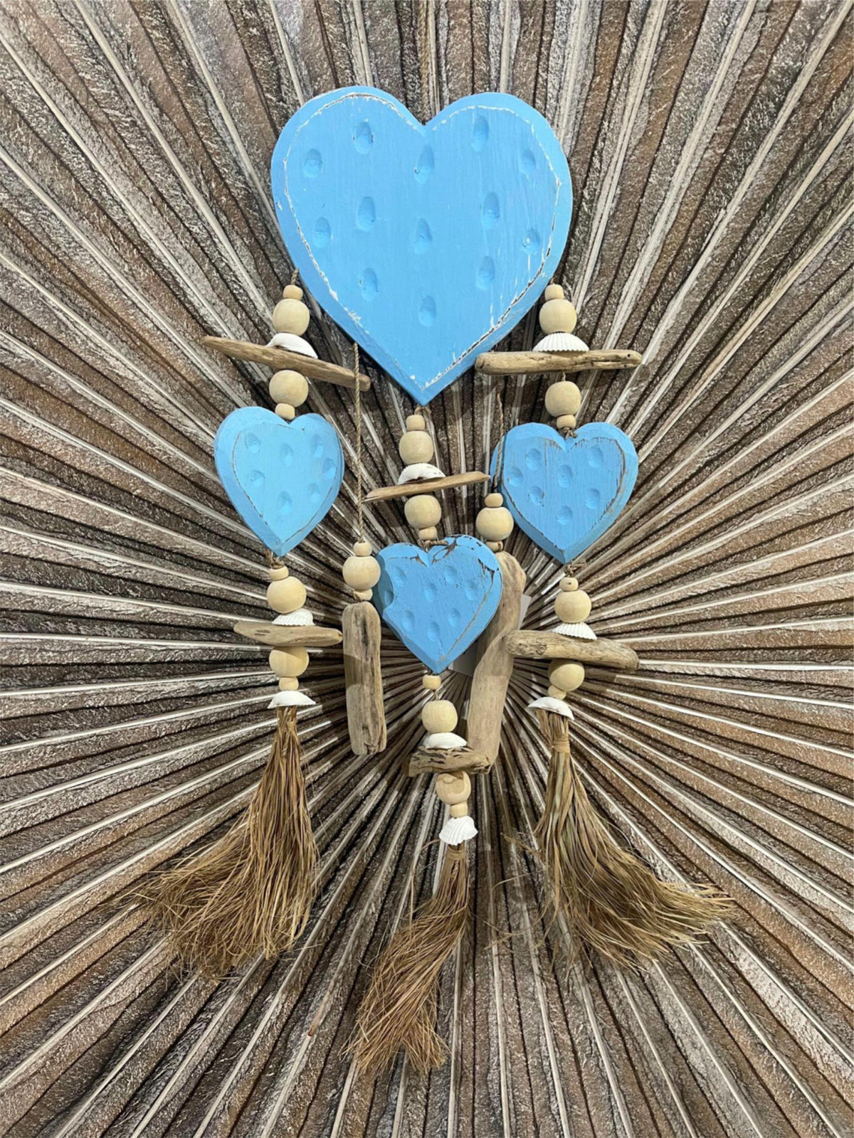 NEW Balinese Hand Crafted Wood Heart Hanger / Mobile - Love Heart Hanging Decor