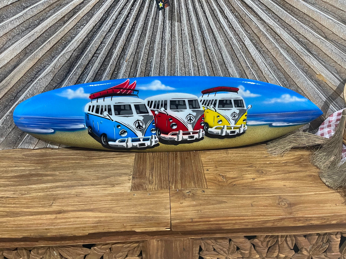 Bali Air Brushed Surfboard w/Combi Van Wall Decor 80cm - Bali Surfboard Wall Art