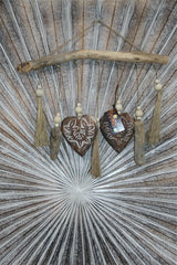 NEW Balinese Wooden Heart & Driftwood Mobile - Bali BOHO Mobile - Bali Driftwood