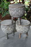 NEW Hand Carved & Crafted from Quality Hardwood Primitive Drum Stools