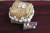 NEW Balinese Closed Basket w/Lid & Shell Trim
