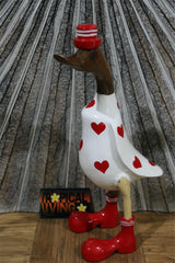 NEW Balinese Hand Carved Wooden Love Heart Duck - Bali Rice Paddy Duck