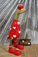 NEW Balinese Hand Carved Wooden Love Heart Duck - Bali Rice Paddy Duck