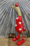 NEW Balinese Hand Carved Wooden Love Heart Duck - Bali Rice Paddy Duck