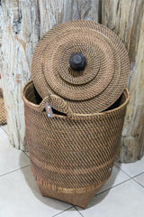 NEW Balinese Hand Woven Rattan Laundry Basket / Bali Rattan Basket with Lid