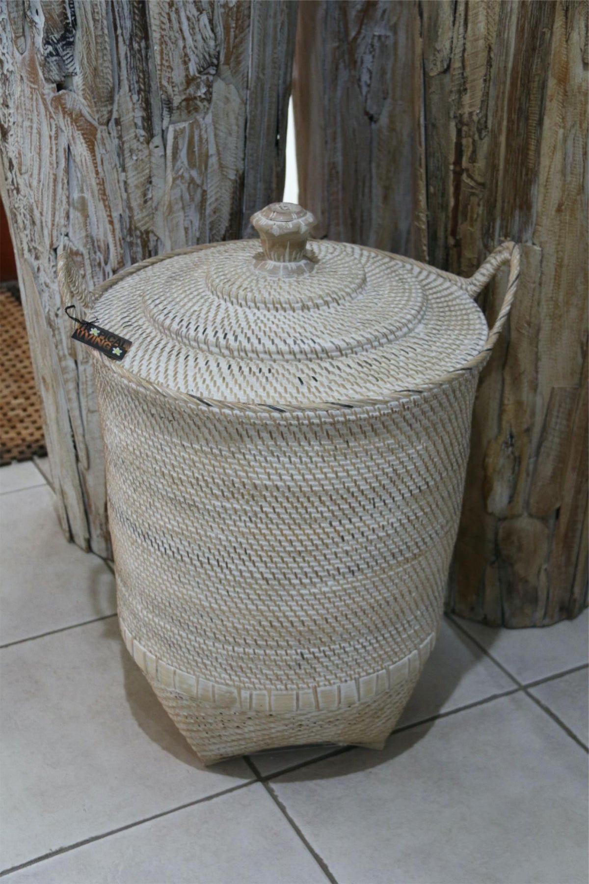 NEW Balinese Hand Woven Rattan Laundry Basket / Bali Rattan Basket with Lid