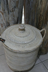 NEW Balinese Hand Woven Rattan Laundry Basket / Bali Rattan Basket with Lid