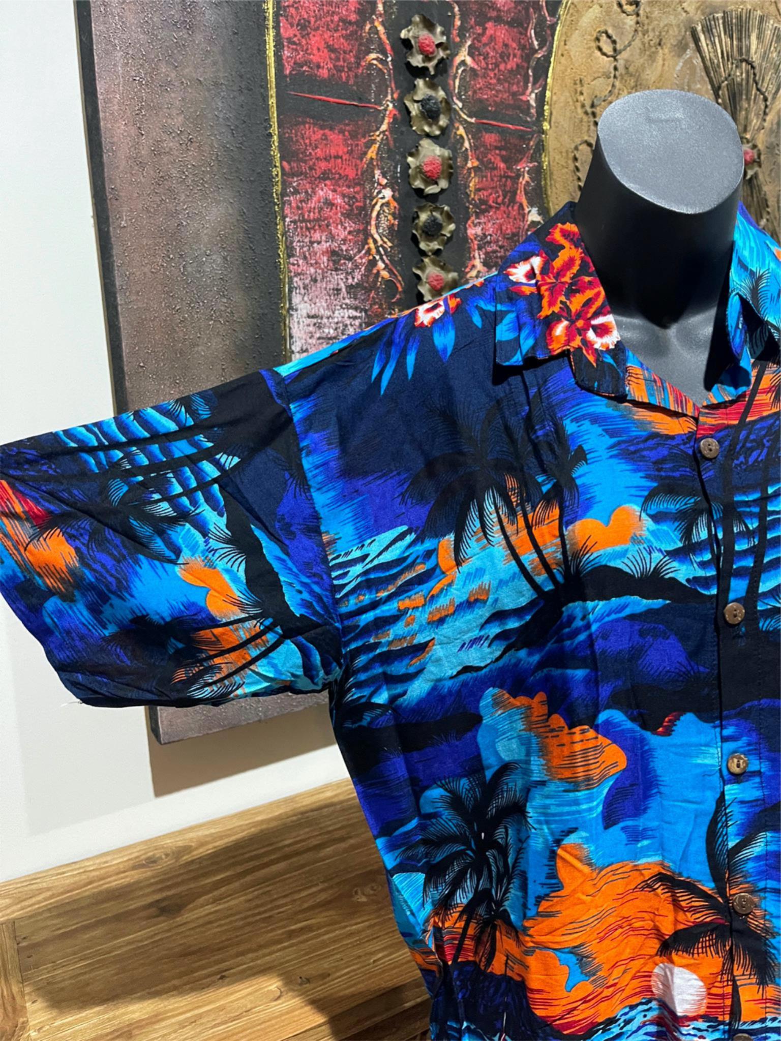 Balinese Mens Tropical Print Shirt - Size M-L - Tropical Bali or Hawaiian Shirt