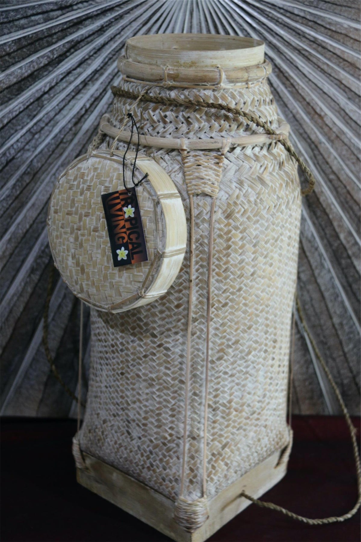 New Balinese Hand Woven Basket w/Lid  / Ginger Jar Style Basket