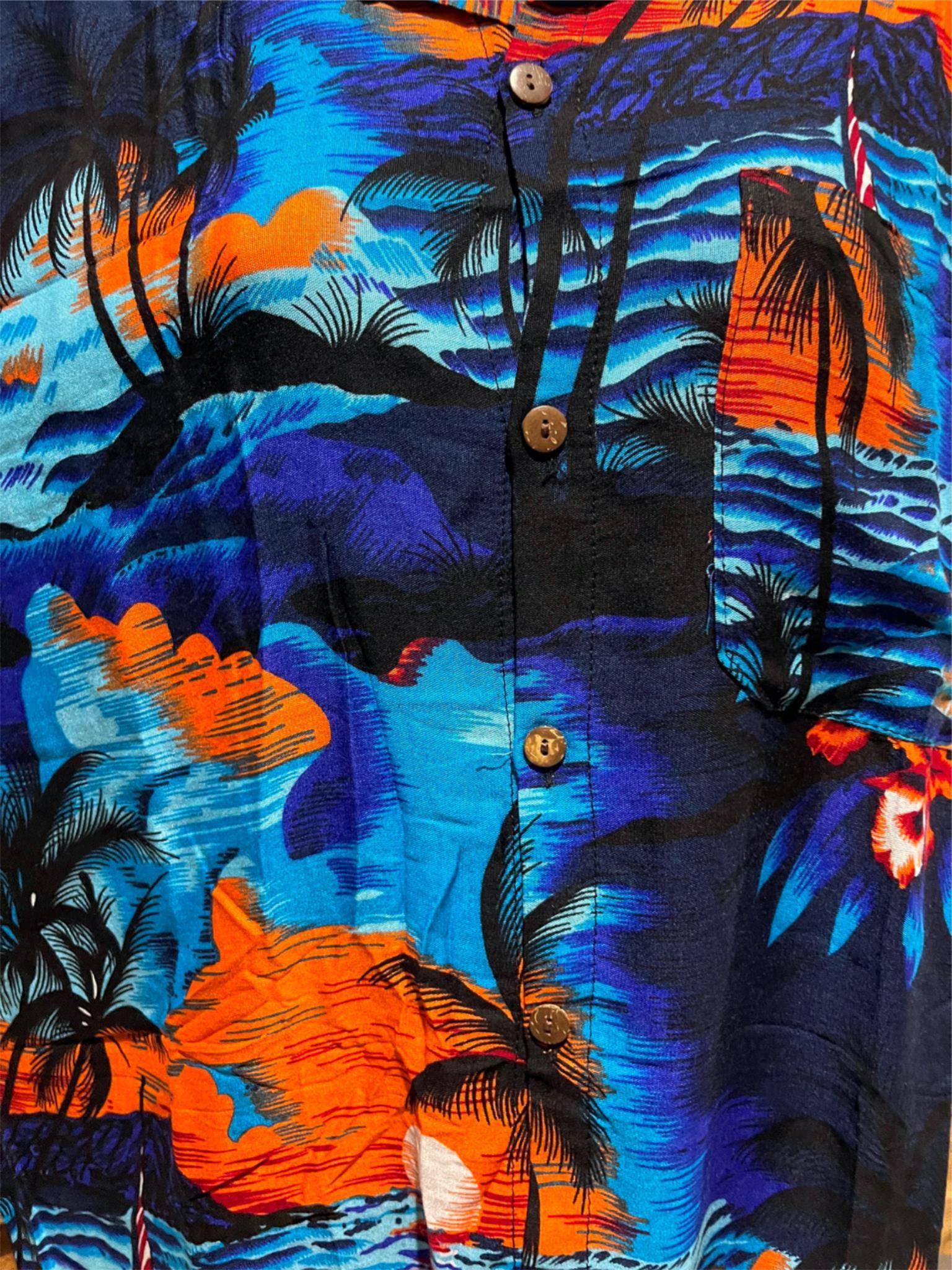 Balinese Mens Tropical Print Shirt - Size M-L - Tropical Bali or Hawaiian Shirt