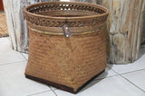New Balinese Hand Woven with Rattan Trim Large Open Basket - Bali Basket
