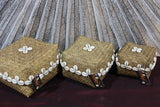 New Balinese Hand Woven Basket w/Lid and Shell Trim - Bali Basket