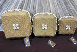 New Balinese Hand Woven Basket w/Lid and Shell Trim - Bali Basket