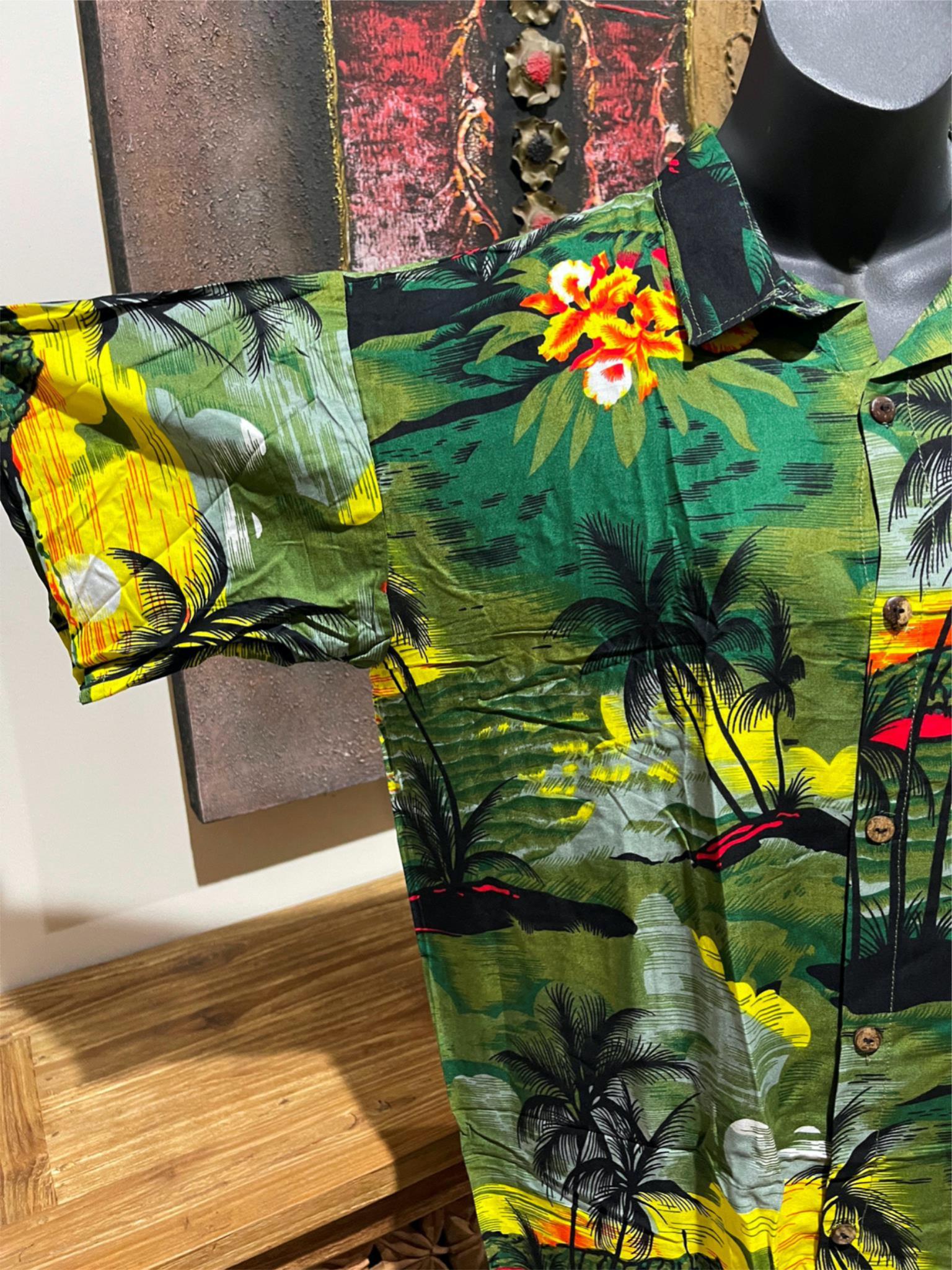 Balinese Mens Tropical Print Shirt - Size M-L - Tropical Bali or Hawaiian Shirt