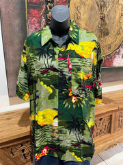 Balinese Mens Tropical Print Shirt - Size L-XL - Tropical Bali or Hawaiian Shirt