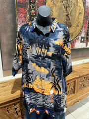 Balinese Mens Tropical Print Shirt - Size L-XL - Tropical Bali or Hawaiian Shirt