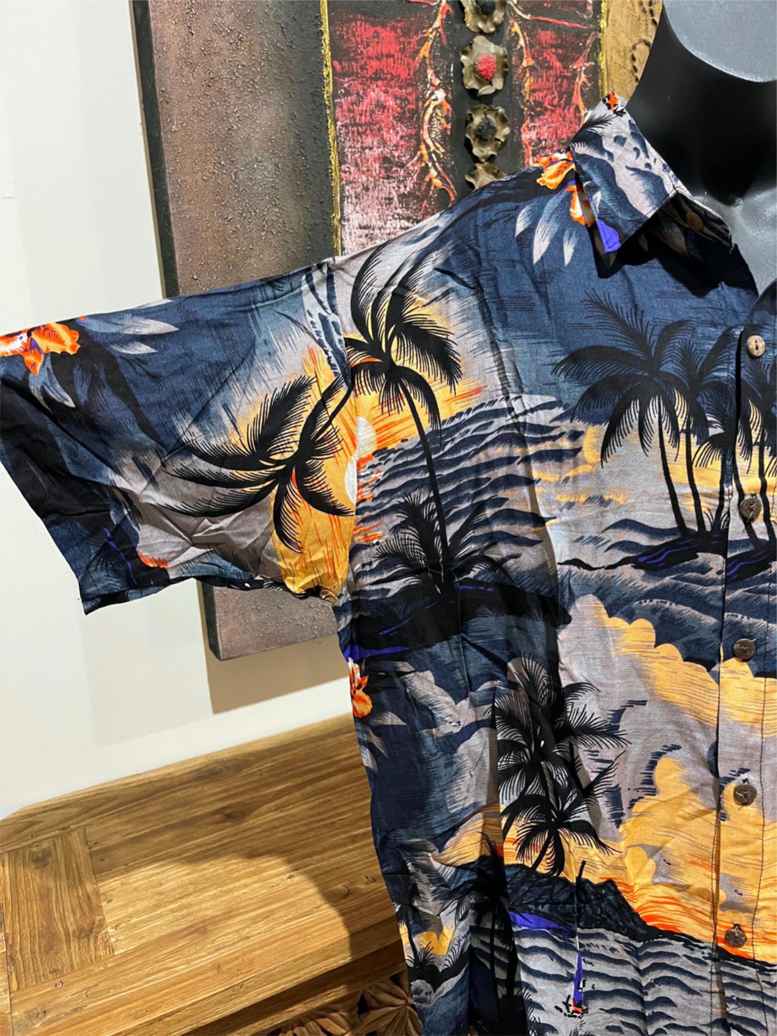 Balinese Mens Tropical Print Shirt - Size L-XL - Tropical Bali or Hawaiian Shirt