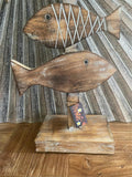 NEW Balinese Timber Hand Crafted FISH TOTEM POLE - Bali Fish Totem