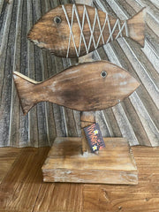 NEW Balinese Timber Hand Crafted FISH TOTEM POLE - Bali Fish Totem