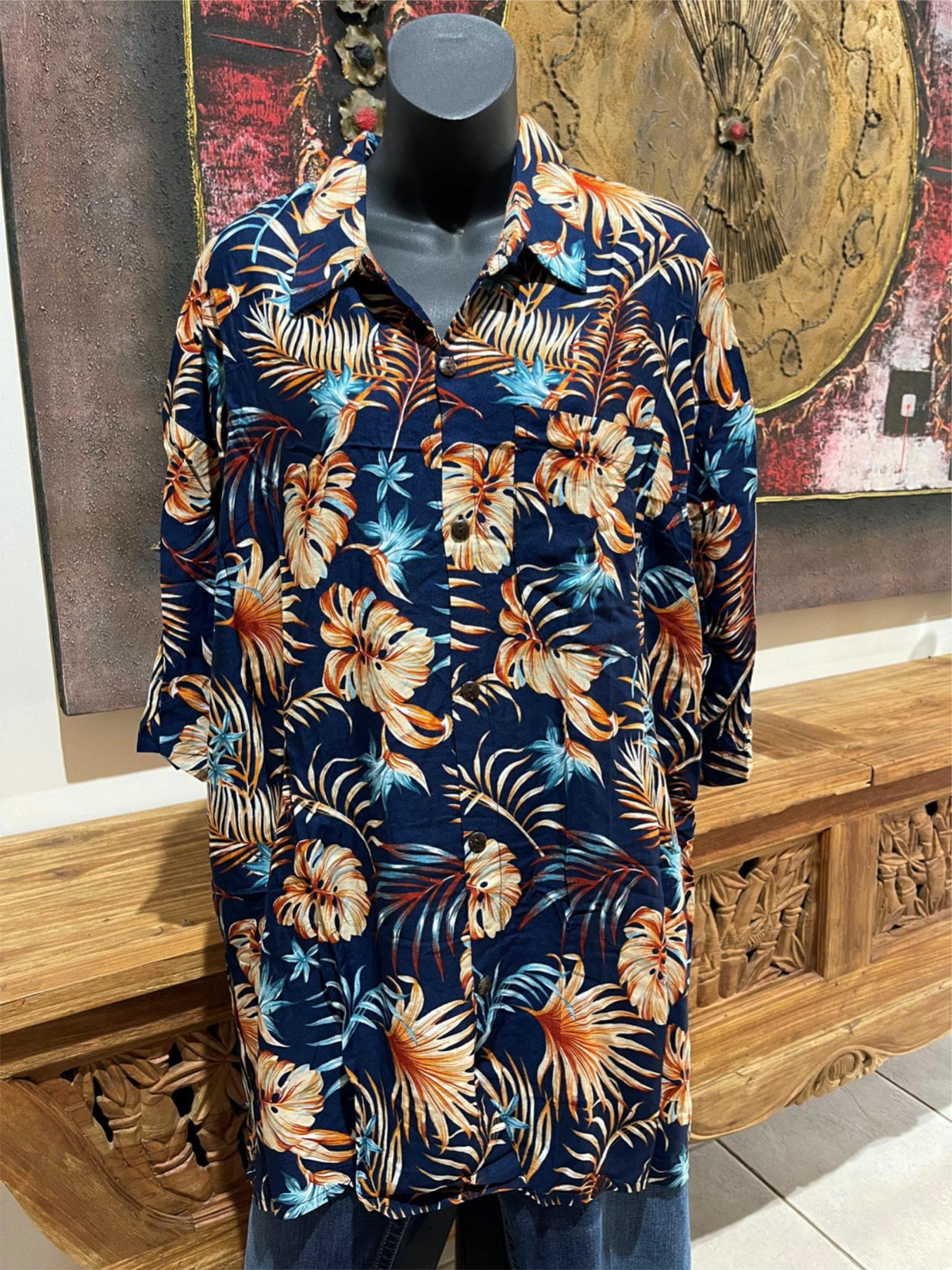 Balinese Mens Tropical Print Shirt - Size XXXL - Tropical Bali or Hawaiian Shirt