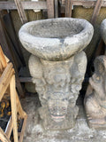 Balinese Hand Crafted Primitive Paras Barong Statue with Pots - Bali Bird Bath