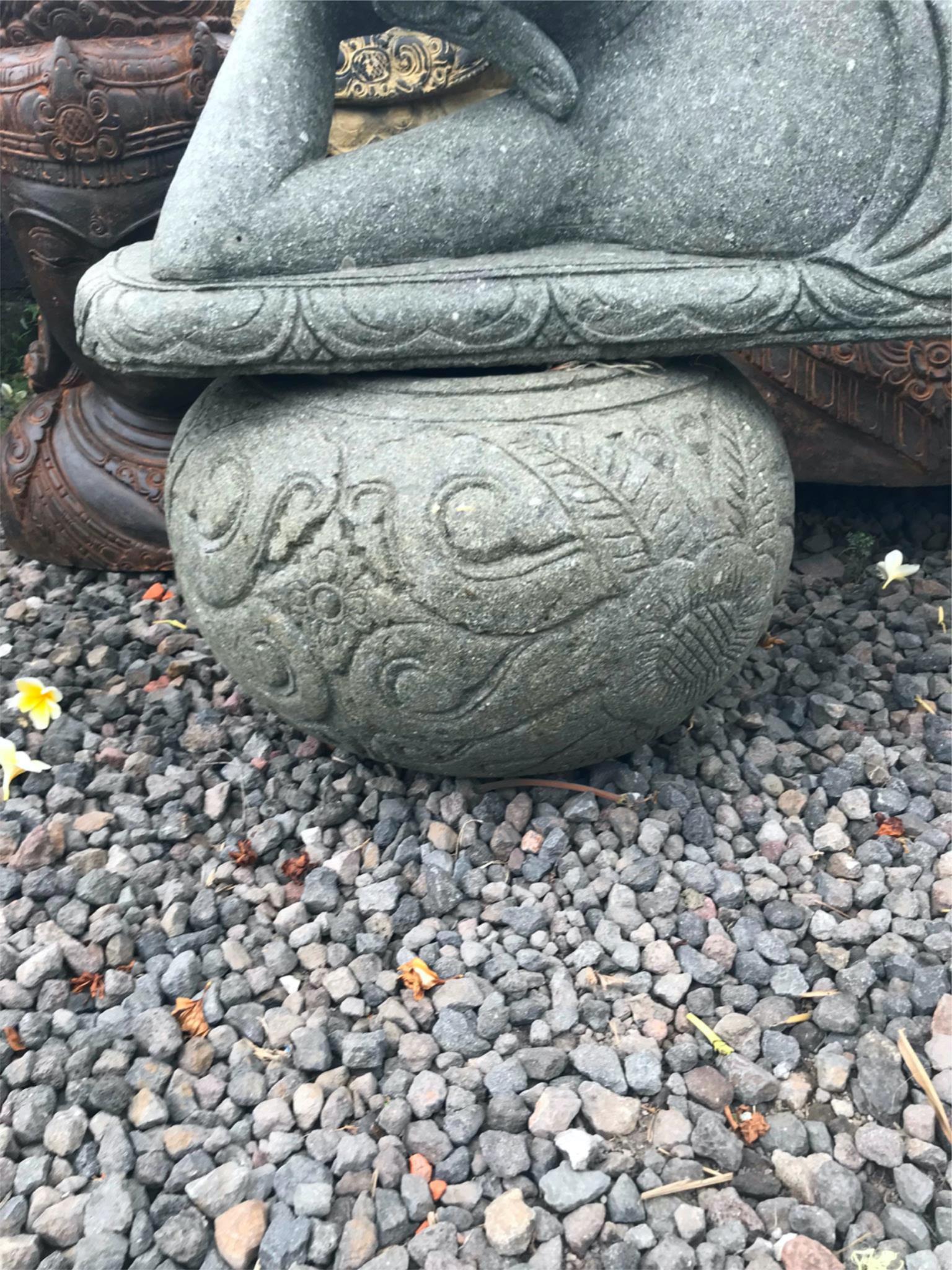 NEW Balinese Hand Carved Greenstone Pot / Water Bowl - Bali Feature Pot