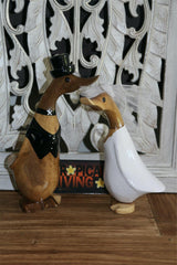 NEW Balinese Hand Carved Wooden Wedding Couple Ducks - Wedding Decor - Bali Duck