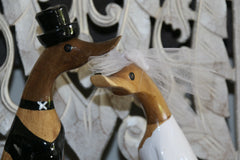 NEW Balinese Hand Carved Wooden Wedding Couple Ducks - Wedding Decor - Bali Duck