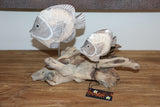 NEW Balinese Hand Carved Wooden Fish on Natural Wood Sculpture