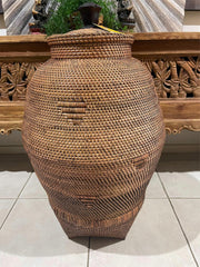 NEW Balinese Hand Woven Large Rattan Basket with Lid - Large Balinese Basket