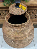 NEW Balinese Hand Woven Large Rattan Basket with Lid - Large Balinese Basket