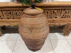 NEW Balinese Hand Woven Large Rattan Basket with Lid - Large Balinese Basket