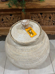 NEW Balinese Hand Woven Large Rattan Basket with Lid - Large Balinese Basket