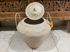 NEW Balinese Hand Woven Large Rattan Basket with Lid - Large Balinese Basket