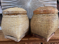 NEW Balinese Hand Woven Bamboo Ginger Jar Style Basket with Lid - Bali Basket