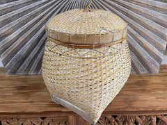 NEW Balinese Hand Woven Bamboo Ginger Jar Style Basket with Lid - Bali Basket