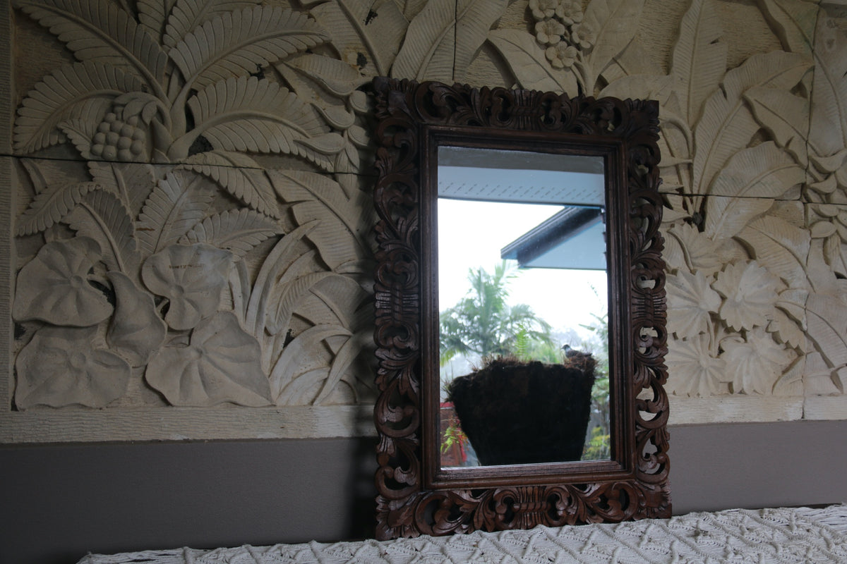 NEW Balinese Hand Carved Wooden Mirror - Carved Bali FEATURE Mirror