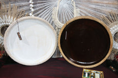 NEW BALINESE HAND CRAFTED WOOD/RATTAN COMBO BOWL/PLATTER