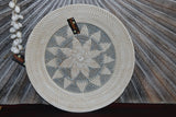 NEW Bali Woven Rattan Platter with Motif - Balinese Woven Rattan Wall Art 40cm