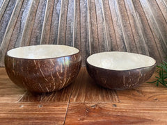 Balinese Hand Crafted Coconut Bowl w/Capiz Shell - Bali Acai Bowl