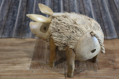 NEW Balinese Hand Crafted Bamboo Root Pig - Bali Hairy Pig - Bali pig sculpture