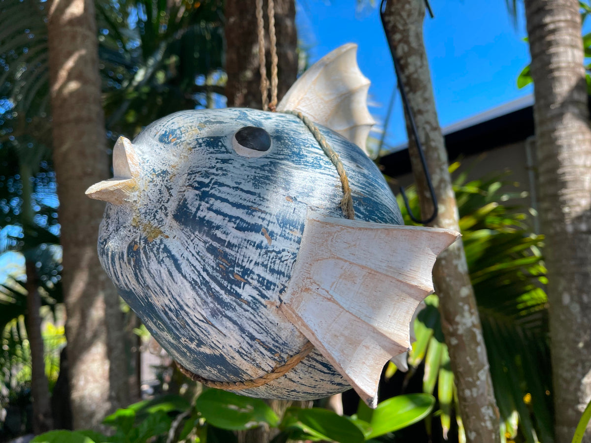 NEW Balinese Hand Crafted Coconut Hanging Fish Decor - Bali Coconut Hanging Fish