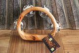 Brand New Bali Wooden Tambourine - Hand Crafted Bali 4 Jingle Tambourine