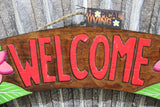 NEW Hand Crafted & Carved WELCOME Sign - Tropical Island Bali Bar WELCOME Sign