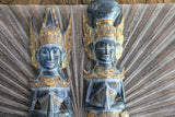 NEW Balinese Hindu Rama & Shinta Wood Carved Wall Sculptures - BALI Wall Art 1m