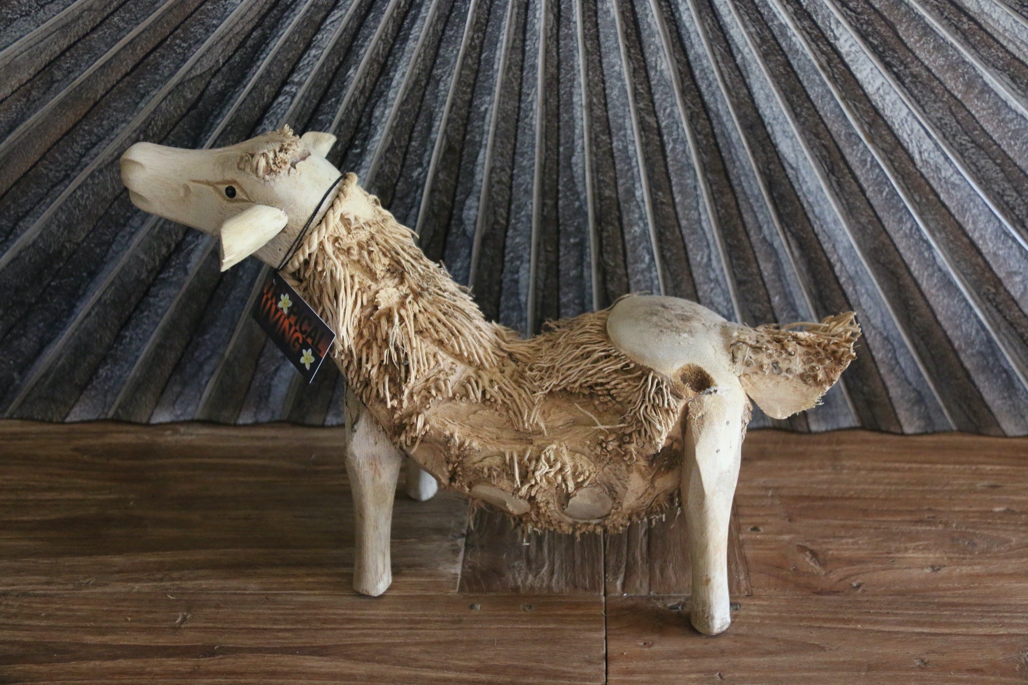 NEW Balinese Hand Crafted Bamboo Root Goat - Bali Hairy Goat sculpture M