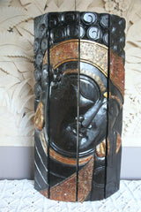 Balinese Hand Carved Wood Hinged Buddha Wall Panel - Bali Buddha Wall Panel 1m