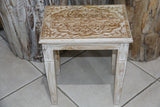 NEW Beautifully Hand Carved and Crafted TEAK Wood Set 3 Side Tables