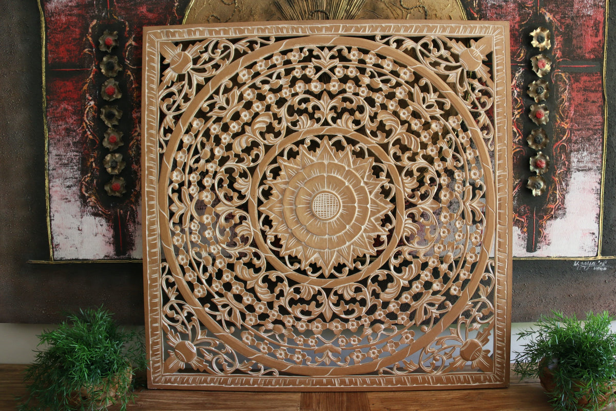 Wood mandala wall decor sale